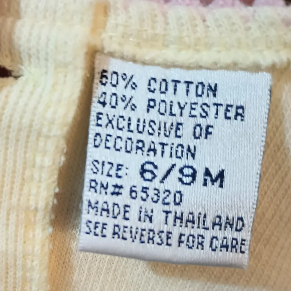 Scooters Yellow Embroidered Knit Romper 6-9m Long Sleeve Pink Flowers